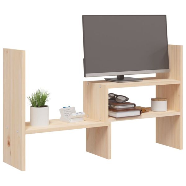 vidaXL Support pour moniteur (39-72)x17x43 cm Bois de pin solide