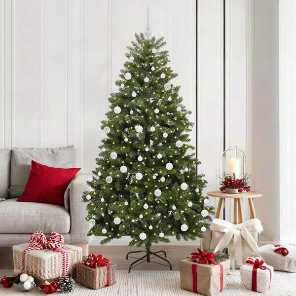 vidaXL Sapin de No&euml;l artificiel avec 300 LED Vert 180 cm PVC et m&eacute;tal