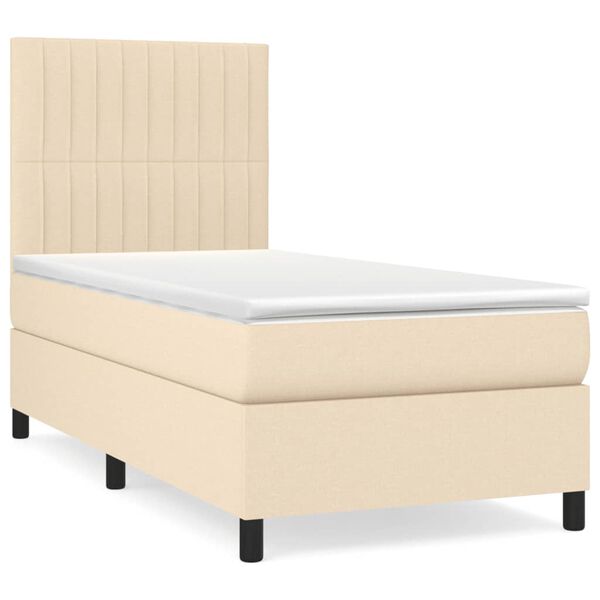 vidaXL Sommier &agrave; lattes de lit avec matelas Cr&egrave;me 80x200 cm Tissu