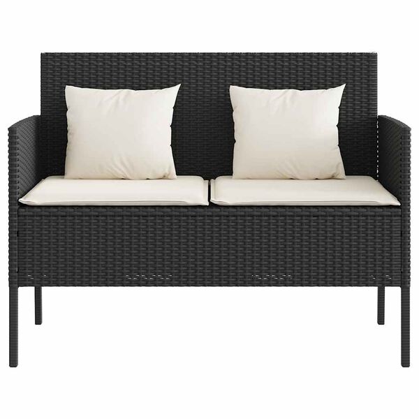 vidaXL Banc de jardin avec coussins noir résine tressée