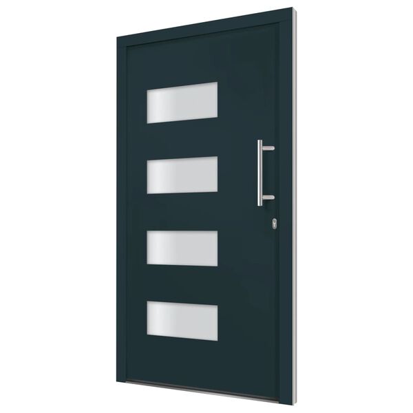 vidaXL Porte d'entr&eacute;e Aluminium et PVC Anthracite 110x210 cm