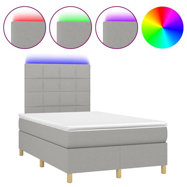 vidaXL Sommier &agrave; lattes de lit matelas LED gris clair 120x190 cm tissu