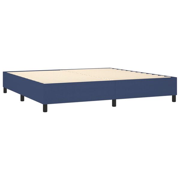 vidaXL Sommier &agrave; lattes de lit avec matelas Bleu 200x200 cm Tissu