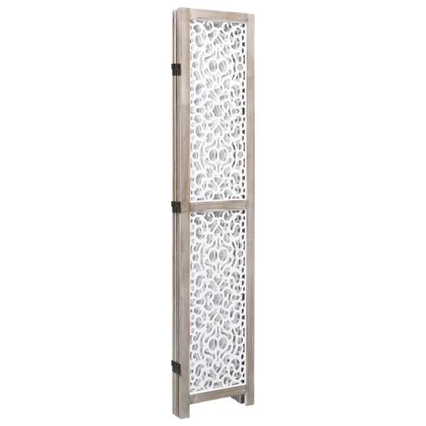 vidaXL Cloison de séparation 4 panneaux Blanc 140x165 cm Bois solide