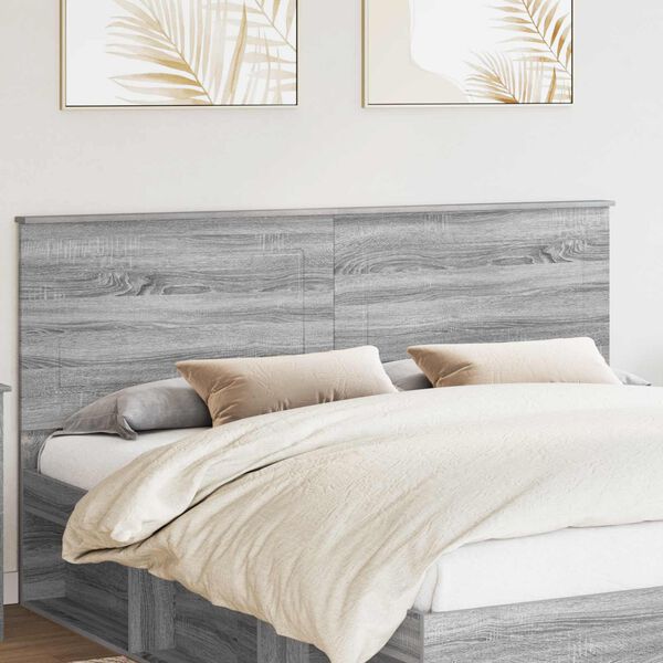 vidaXL T&ecirc;te de lit Gris Sonoma 200 cm Bois d'ing&eacute;nierie