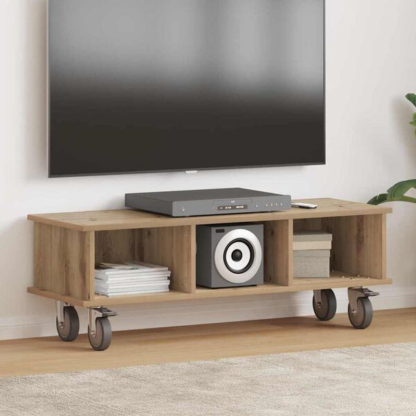 vidaXL Meuble TV Ch&ecirc;ne artisanal 100 x 35 x 35 cm Bois d'ing&eacute;nierie