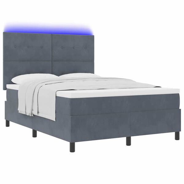 vidaXL Lit &agrave; ressorts avec matelas Gris fonc&eacute; 160 x 200 cm Velours