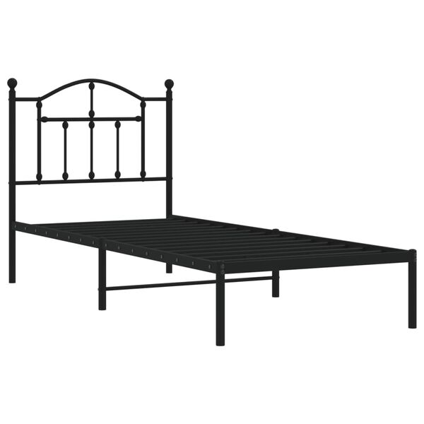 vidaXL Cadre de lit m&eacute;tal sans matelas avec t&ecirc;te de lit noir 90x190 cm