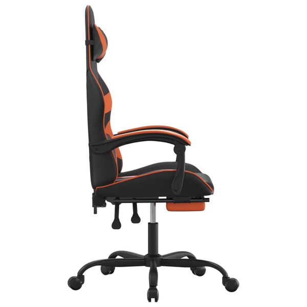 vidaXL Chaise de jeu pivotante repose-pied Noir et orange Similicuir