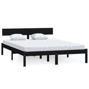 vidaXL Cadre de lit sans matelas noir bois massif 120x200 cm