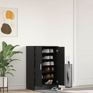 vidaXL Armoire &agrave; chaussures ch&ecirc;ne noir 60x35x92 cm bois d'ing&eacute;nierie
