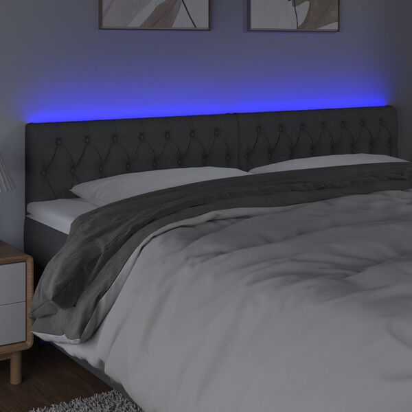 vidaXL T&ecirc;te de lit &agrave; LED Gris fonc&eacute; 200x7x78/88 cm Tissu