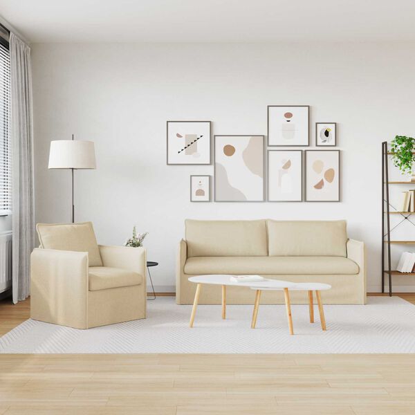 vidaXL Ensemble de Canap&eacute;s 2 pcs Cr&egrave;me 196 x 82 x 85 cm tissu