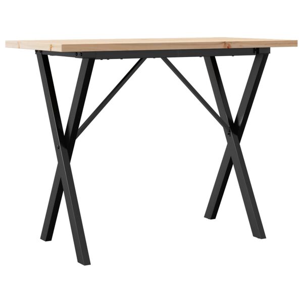 vidaXL Table &agrave; manger cadre en X 100x50x75,5 cm bois pin massif acier