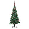 vidaXL Sapin de No&euml;l artificiel pr&eacute;-&eacute;clair&eacute; Vert 150 cm PVC et m&eacute;tal