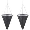 vidaXL Paniers suspendus à fleurs 2 pcs Résine tressée Noir