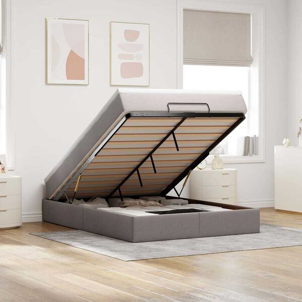 VidaXL Cadre de lit ottoman avec matelas taupe 140x190 cm tissu