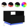 vidaXL Table basse avec lumi&egrave;res LED ch&ecirc;ne noir 50x49x40 cm