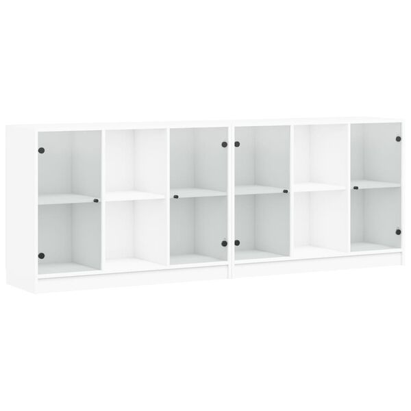 vidaXL Biblioth&egrave;que avec portes blanc 204x37x75 cm bois d'ing&eacute;nierie