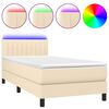 vidaXL Sommier &agrave; lattes de lit avec matelas LED Cr&egrave;me 80x200 cm Tissu