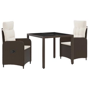 vidaXL Ensemble de repas ext&eacute;rieur 3 pc Marron et cr&egrave;me blanche