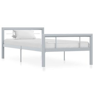 vidaXL Cadre de lit sans matelas gris et blanc m&eacute;tal 100x200 cm