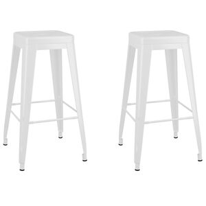 vidaXL Tabourets de bar empilables lot de 2 blanc M&eacute;tal