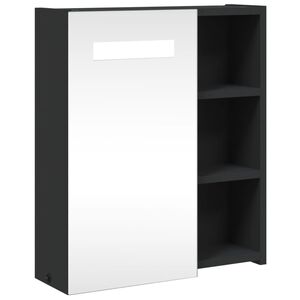 vidaXL Armoire de salle de bain &agrave; miroir avec LED noir 45x13x52 cm