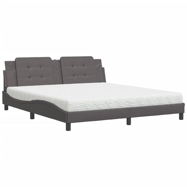 vidaXL Lit avec matelas Zadar gris 180x200 cm similicuir