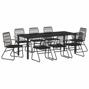 vidaXL Ensemble de salle &agrave; manger pour jardin 9 pcs Noir