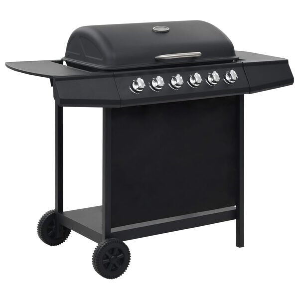 vidaXL Barbecue au gaz avec 6 zones de cuisson Acier Noir