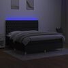 vidaXL Sommier &agrave; lattes de lit et matelas et LED Noir 160x200 cm Tissu