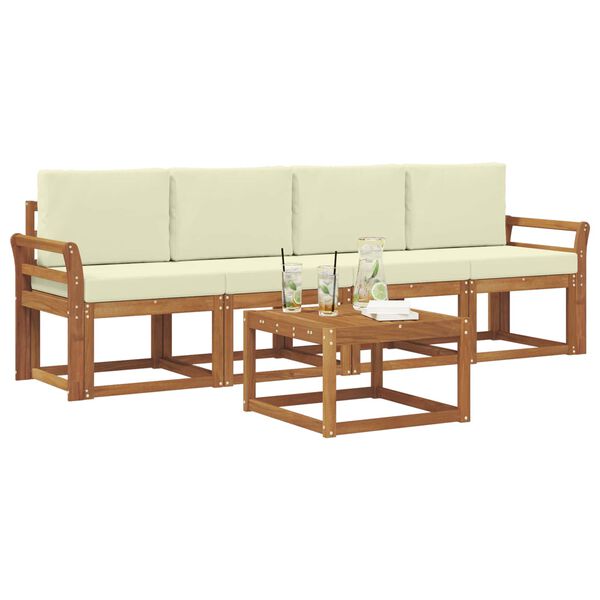 vidaXL Ensemble de canap&eacute;s d'ext&eacute;rieur 5 pcs Naturel et Cr&egrave;me