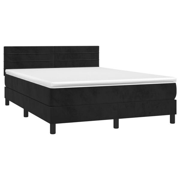 vidaXL Sommier &agrave; lattes de lit avec matelas et LED Noir 140x200 cm