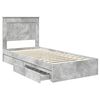 vidaXL Lit de Rangement Gris b&eacute;ton 90 x 200 cm Bois d'ing&eacute;nierie