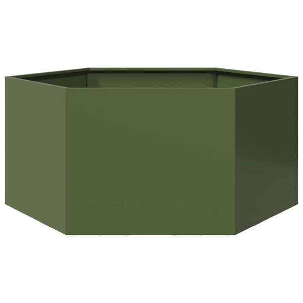 vidaXL Jardini&egrave;re vert olive hexagone 104x90x45 cm acier