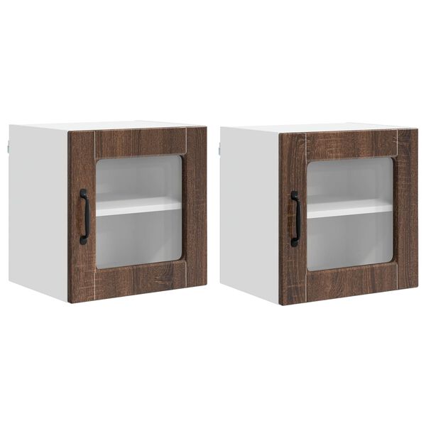 vidaXL Armoire de cuisine avec porte 2 pcs Ch&ecirc;ne brun 40 x 31 x 40 cm