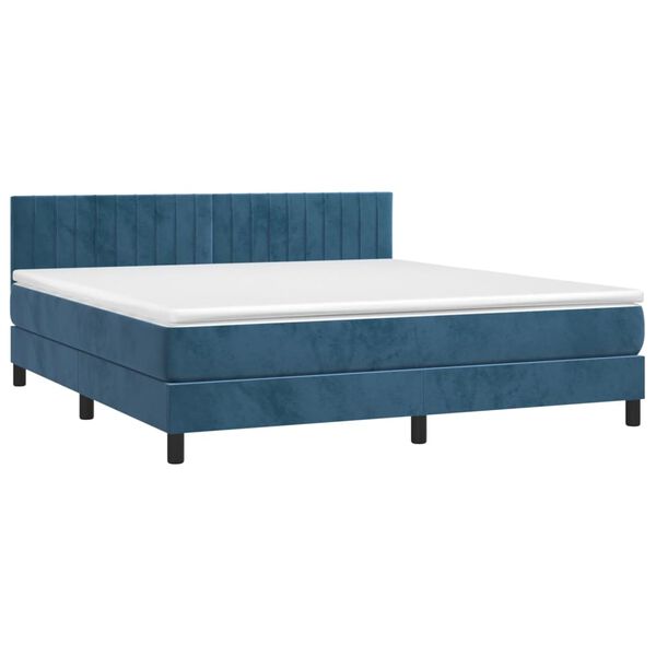 vidaXL Sommier &agrave; lattes de lit avec matelas LED Bleu fonc&eacute; 180x200 cm