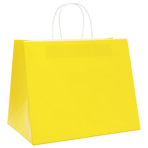 vidaXL Sacs en papier 50 pcs avec poign&eacute;es jaune 32x22x24 cm