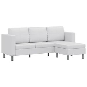 vidaXL Canap&eacute; sectionnel &agrave; 3 places cuir synth&eacute;tique blanc