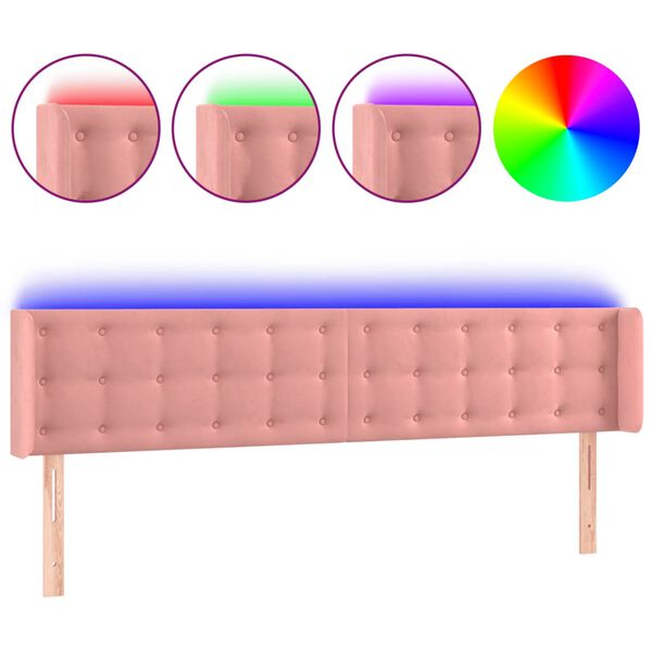 vidaXL T&ecirc;te de lit &agrave; LED Rose 183x16x78/88 cm Velours
