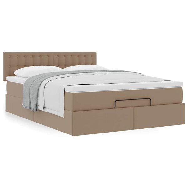 VidaXL Cadre de lit ottoman et matelas cappuccino 140x190cm similicuir