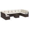 vidaXL Ensemble de canap&eacute; de jardin 11 pc Marron et Cr&egrave;me polyrotin