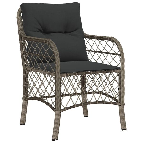 vidaXL Ensemble &agrave; manger de jardin et coussins 7 pcs gris rotin