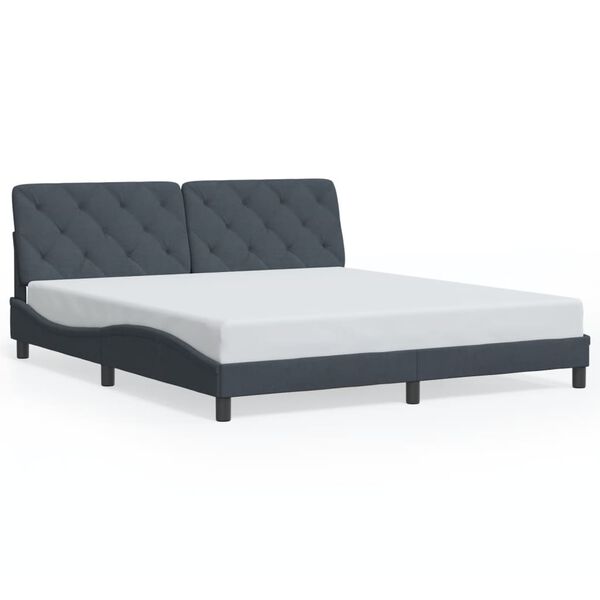 vidaXL Cadre de lit sans matelas gris fonc&eacute; 200x200 cm velours