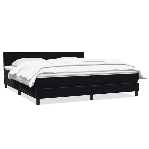 vidaXL Sommier &agrave; lattes de lit avec matelas noir 180x210 cm velours