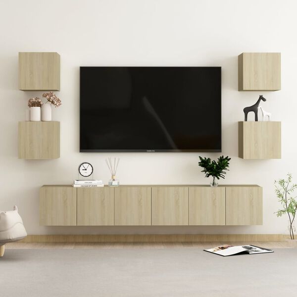 vidaXL Ensemble de meubles TV 7 pcs Ch&ecirc;ne sonoma Bois d'ing&eacute;nierie