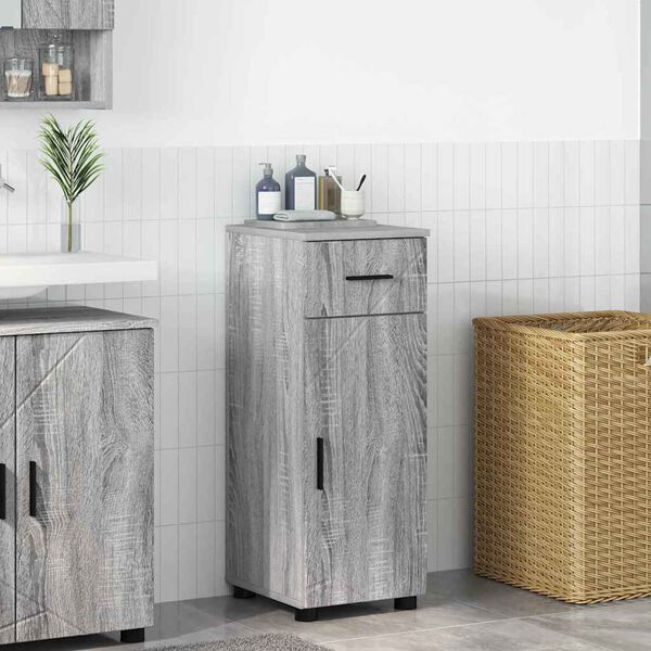 vidaXL Cabinet de salle de bain avec porte Gris Sonoma 30 x 35 x 80 cm