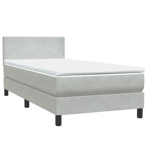 vidaXL Sommier &agrave; lattes de lit et matelas gris clair 90x220 cm velours
