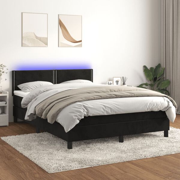 vidaXL Sommier &agrave; lattes de lit avec matelas LED Noir 140x200 cm